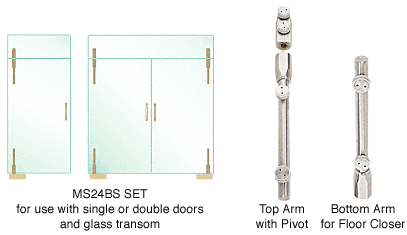 C.R. Laurence CRL Pivot Door System for Use With Single or Double Doors and Glass Transom- Set | MS24BS