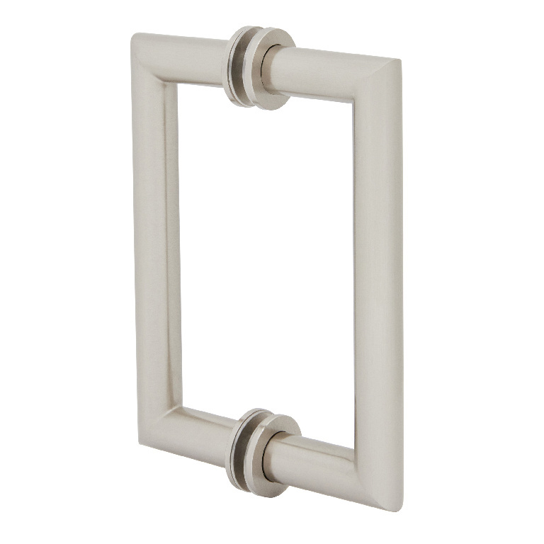 CRL Brushed Nickel 6&quot; MT Series Round Tubing Mitered Corner Back-to-Back Pull Handle  | MT6X6BN