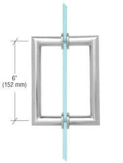 CRL Polished Chrome 6&quot; MT Series Round Tubing Mitered Corner Back-to-Back Pull Handle  | MT6X6CH