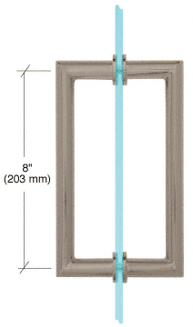 CRL Brushed Nickel 8&quot; MT Series Round Tubing Mitered Corner Back-to-Back Pull Handle  | MT8X8BN