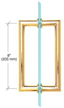 CRL Polished Brass 8&quot; MT Series Round Tubing Mitered Corner Back-to-Back Pull Handle  | MT8X8BR