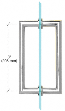 CRL Polished Chrome 8&quot; MT Series Round Tubing Mitered Corner Back-to-Back Pull Handle  | MT8X8CH