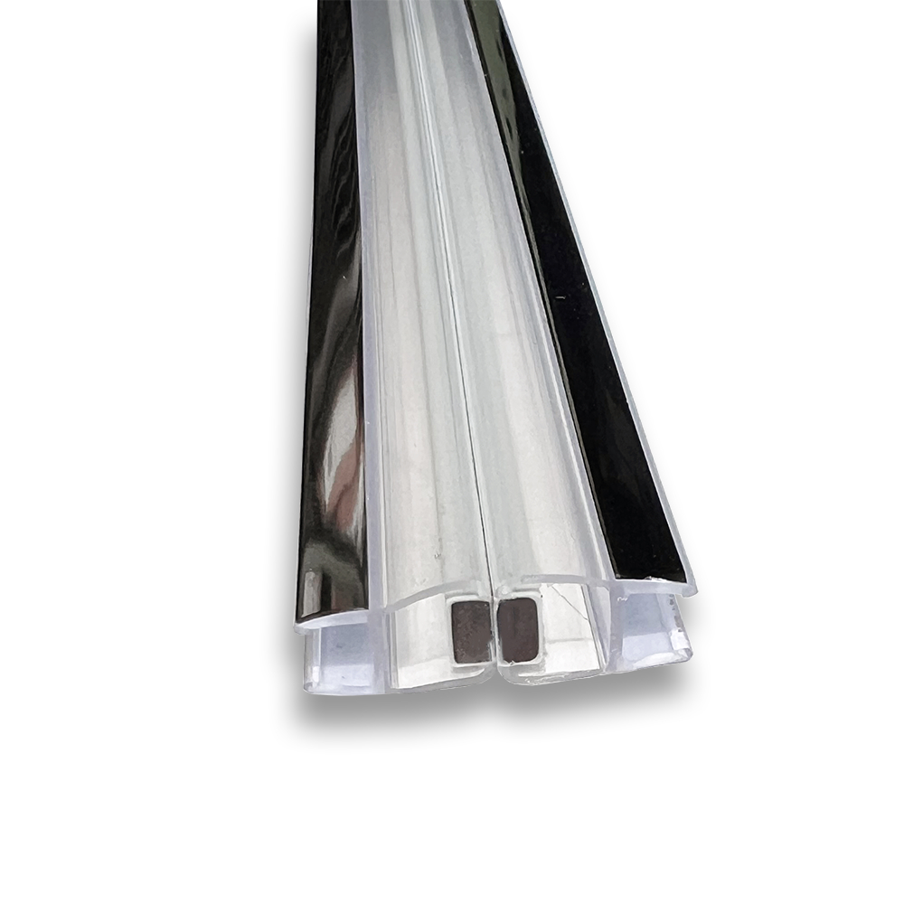 Gordon Glass&amp;#174; Universal 180 Degree Shower Door Magnetic Seal with Chrome Trim Accent for 3/16&quot; and 1/4&quot; Glass Frameless Shower Doors  - 73&quot; Long - Set | TLMP180CH