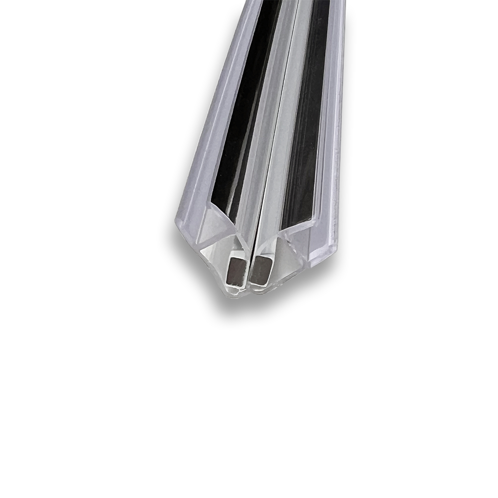 Gordon Glass&amp;#174; Universal 180 Degree Shower Door Magnetic Seal with Chrome Trim Accent for 3/16&quot; and 1/4&quot; Glass Frameless Shower Doors  - 73&quot; Long - Set | TLMP45CH