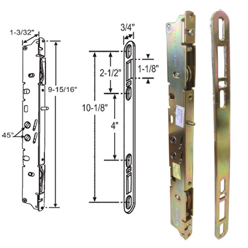 Multi-Point Mortise Lock and Keeper, 9-7/8-Inch, 45 Deg. Keyway | E-2473 | MPL16680