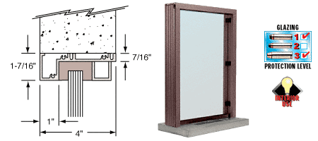 C.R. Laurence CRL Duranodic Bronze Aluminum Narrow Inset Frame Interior Glazed Exchange Window with 12&quot; Shelf and Deal Tray | N11W12DU