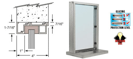 C.R. Laurence CRL Satin Anodized Aluminum Narrow Inset Frame Interior Glazed Exchange Window with 18&quot; Shelf and Deal Tray | N11W18A