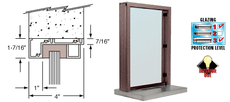 C.R. Laurence CRL Duranodic Bronze Aluminum Narrow Inset Frame Interior Glazed Exchange Window with 18&quot; Shelf and Deal Tray | N11W18DU