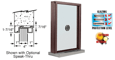 C.R. Laurence CRL Duranodic Bronze Aluminum Narrow Inset Frame Exterior Glazed Exchange Window with 12&quot; Shelf and Deal Tray | N1EW12DU