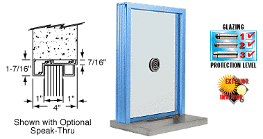 C.R. Laurence CRL Painted Narrow Inset Frame Exterior Glazed Exchange Window with 18&quot; Shelf and Deal Tray | N1EW18P