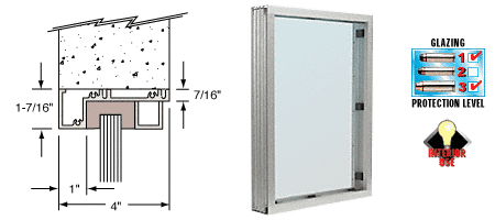 C.R. Laurence CRL Satin Anodized Aluminum Narrow Inset Frame Interior Glazed Vision Window | N1V1A