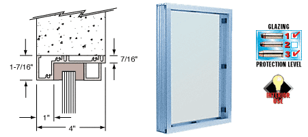 C.R. Laurence CRL Painted (Specify) Aluminum Narrow Inset Frame Interior Glazed Vision Window | N1V1P