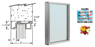 C.R. Laurence CRL Satin Anodized Aluminum Narrow Inset Frame Exterior Glazed Vision Window | N1VEA