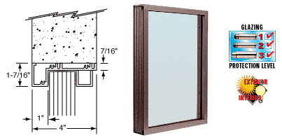 C.R. Laurence CRL Duranodic Bronze Aluminum Narrow Inset Frame Exterior Glazed Vision Window | N1VEDU