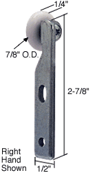 C.R. Laurence CRL 7/8&quot; Side Mount Nylon Wardrobe Door Roller | N6519