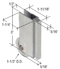 CRL 1-1/2&quot; Nylon Wardrobe Door Roller for Contactors Mirror Door Company | N6598 | N6598