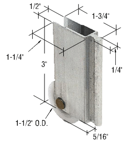 C.R. Laurence 1-1/2&quot; Nylon Wardrobe Door Roller for Monarch Mirror Doors | N6599