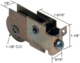 C.R. Laurence CRL 1-1/8&quot; Steel B.B. Mirror Door Roller; 9/16 Wide Housing for Crest, Manufacturers Mirror Door | N6624