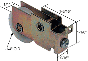 C.R. Laurence 1-1/4&quot; Nylon B.B. Sliding Mirror Door Roller; 9/16&quot; Wide Housing for Crest, Manufacturers Mirror Door | N6625