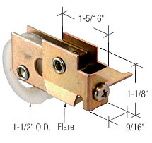 C.R. Laurence 1-1/2&quot; Nylon Ball-Bearing Wardrobe Door Roller Assembly  | N6946