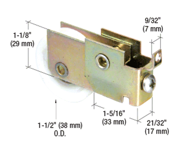 C.R. Laurence 1-1/2&quot; Nylon Ball Bearing Sliding Mirror Door Roller | N7125