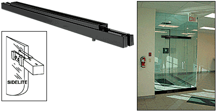 C.R. Laurence CRL Custom Single Black Narrow Floating Header with Surface Mounted Top Pivot | NFH4BLCS