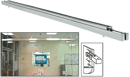 C.R. Laurence CRL Custom Double Brushed Stainless Narrow Floating Header with Surface Mounted Top Pivot | NFH4BSCD