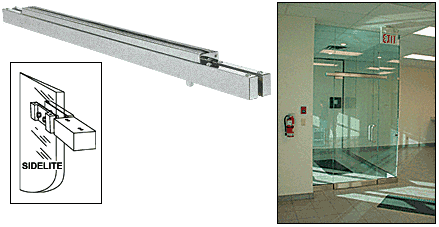C.R. Laurence CRL Custom Single Brushed Stainless Narrow Floating Header with Surface Mounted Top Pivot | NFH4BSCS