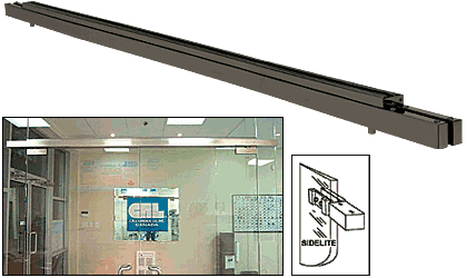 C.R. Laurence CRL Custom Double Dark Bronze Anodized Narrow Floating Header with Surface Mounted Top Pivot | NFH4DUCD