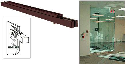 C.R. Laurence CRL Custom Single Dark Bronze Anodized Narrow Floating Header with Surface Mounted Top Pivot | NFH4DUCS