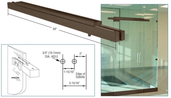 C.R. Laurence CRL 84&quot; Long Dark Bronze Anodized Double Narrow Floating Header with Surface Mounted Top Pivots for 72&quot; Wide Opening | NFH4DUD