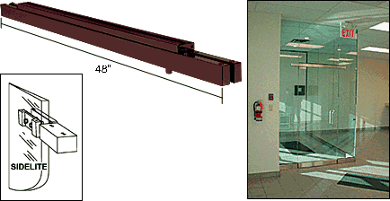 C.R. Laurence CRL 48&quot; Long Dark Bronze Anodized Narrow Floating Header with Surface Mounted Top Pivots for 36&quot; Wide Opening | NFH4DUS