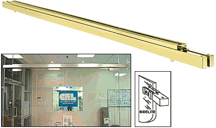 C.R. Laurence CRL Custom Double Polished Brass Narrow Floating Header with Surface Mounted Top Pivot | NFH4PBCD