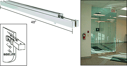 C.R. Laurence CRL 48&quot; Long Polished Stainless Narrow Floating Header with Surface Mounted Top Pivots for 36&quot; Wide Opening | NFH4PSS