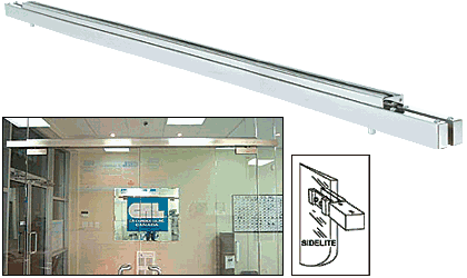 C.R. Laurence CRL Custom Double Satin Anodized Narrow Floating Header with Surface Mounted Top Pivot | NFH4SACD