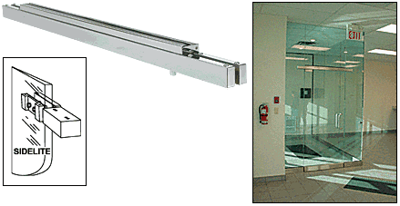 C.R. Laurence CRL Custom Single Satin Anodized Narrow Floating Header with Surface Mounted Top Pivot | NFH4SACS