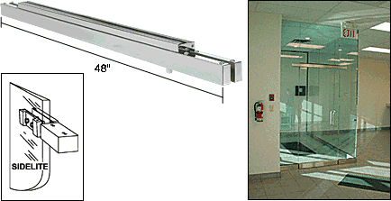 C.R. Laurence CRL 48&quot; Long Satin Anodized Narrow Floating Header with Surface Mounted Top Pivots for 36&quot; Wide Opening | NFH4SAS