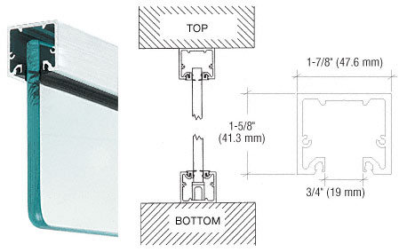 C.R. Laurence CRL Brite Brushed Anodized Wide U-Channel With Top Load Roll-In Glazing Gasket for 3/8&quot; and 1/2&quot; Glass - Custom Length | NH2BBACL