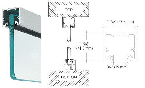 C.R. Laurence CRL Brushed Stainless Wide U-Channel With Top Load Roll-In Glazing Gasket for 3/8&quot; and 1/2&quot; Glass - Custom Length | NH2BSACL