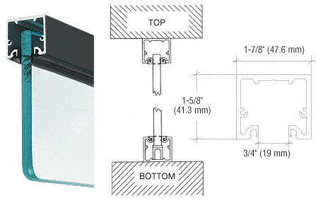 C.R. Laurence CRL Black Wide U-Channel With Top Load Roll-In Glazing Gasket for 3/8&quot; and 1/2&quot; Glass - 240&quot; Long | NH2BL240