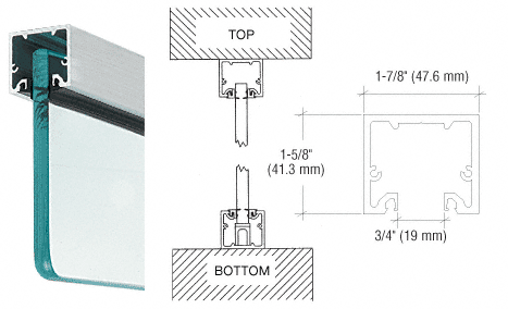 C.R. Laurence CRL Brushed Stainless Wide U-Channel With Top Load Roll-In Glazing Gasket for 3/8&quot; and 1/2&quot; Glass - 240&quot; Long | NH2BSA240