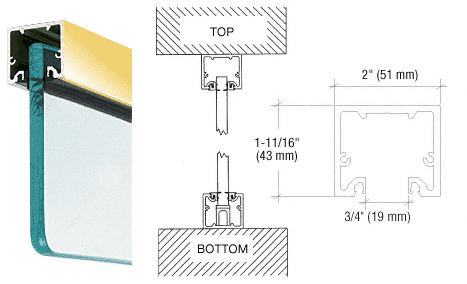 C.R. Laurence CRL Polished Brass Custom Length Wide &quot;U&quot; Channel and Narrow Header for 3/8&quot; and 1/2&quot; Glass | NH2PBCL