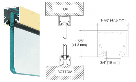 C.R. Laurence CRL Satin Brass Custom Length Wide &quot;U&quot; Channel and Narrow Header for 3/8&quot; and 1/2&quot; Glass | NH2SBCL