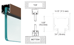 C.R. Laurence CRL Dark Anodized Wide U-Channel With Top Load Roll-In Glazing Gasket for 3/8&quot; and 1/2&quot; Glass - 240&quot; Long | NH2DU240