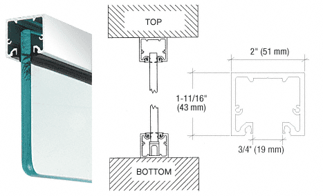 C.R. Laurence CRL Polished Stainless Wide U-Channel With Top Load Roll-In Glazing Gasket for 3/8&quot; and 1/2&quot; Glass - 10 Ft Long | NH2PSSL