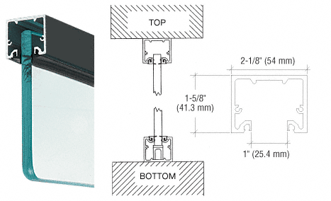 C.R. Laurence CRL Black Wide &quot;U&quot; Channel and Narrow Header for 3/4&quot; Glass - 240&quot; Length | NH3BL240