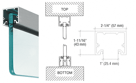 C.R. Laurence CRL Brushed Stainless Wide &quot;U&quot; Channel and Narrow Header for 3/4&quot; Glass | NH3BSSL