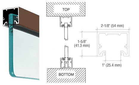 C.R. Laurence CRL Dark Bronze Anodized Wide &quot;U&quot; Channel and Narrow Header for 3/4&quot; Glass - 240&quot; Length | NH3DU240