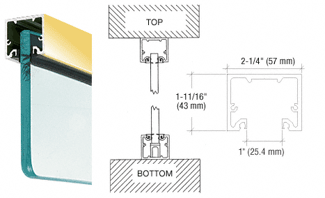 C.R. Laurence CRL Polished Brass Wide &quot;U&quot; Channel and Narrow Header for 3/4&quot; Glass | NH3PBSL