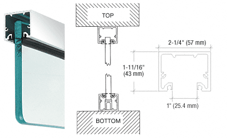 C.R. Laurence CRL Polished Stainless Wide &quot;U&quot; Channel and Narrow Header for 3/4&quot; Glass | NH3PSSL